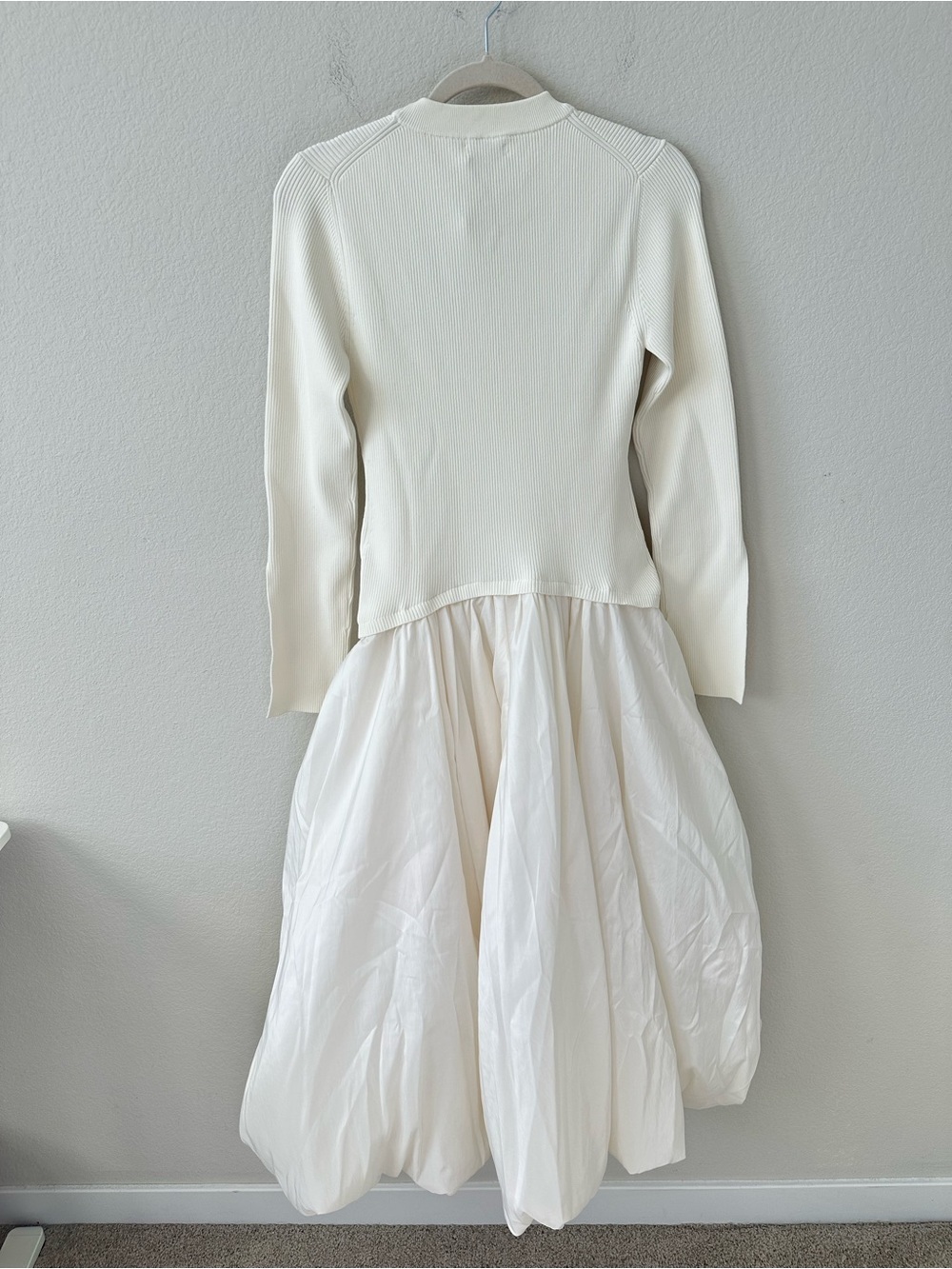 SIMKHAI Kenlie Taffeta Knit Midi Dress in Ivory SZ M NWT - Picture 5 of 6
